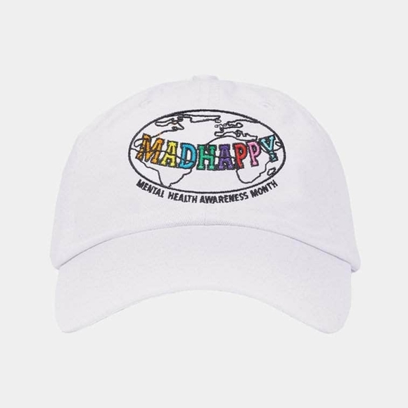 MADHAPPY Mental Health Awareness Dad Hat White
